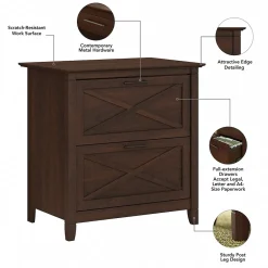 Discount Key West 2 Drawer Lateral File Cabinet, Bing Cherry (KWF130BC-03) File Cabinets