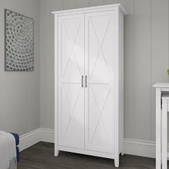 Online Key West 66" Tall Storage Cabinet with Doors and 5 Shelves, Pure White Oak (KWS266WT-03) Storage Cabinets