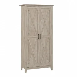 Outlet Key West 66" Tall Storage Cabinet with Doors and 5 Shelves, Washed Gray (KWS266WG-03) Storage Cabinets