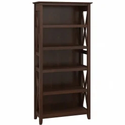 Discount Key West 66"H 5-Shelf Bookcase with Adjustable Shelves, Bing Cherry Laminate (KWB132BC-03) Bookcases