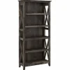 Discount Key West 66"H 5-Shelf Bookcase with Adjustable Shelves, Dark Gray Hickory Wood (KWB132GH-03) Bookcases