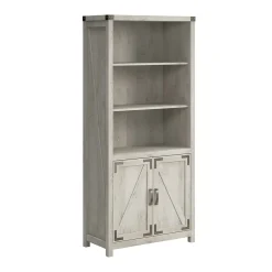 Outlet Knoxville 72"H 5-Shelf Bookcase with Doors, Cottage White (CGB132CWH-03) Bookcases