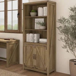 Knoxville 72"H 5-Shelf Bookcase with Doors, Reclaimed Pine (CGB132RCP-03) Bookcases