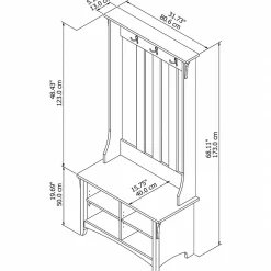 Outlet Salinas Hall Tree with Storage Bench, (SAL001CG) Storage Cabinets