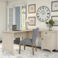 Discount Salinas 60"W L Shaped Desk with Storage, (SAD160AW-03) Computer Desks