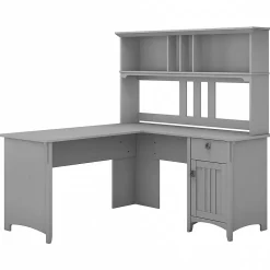 New Salinas 60"W L Shaped Desk with Hutch, Cape Cod Gray (SAL004CG) L-Desks