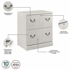 New Saratoga 2-Drawer Lateral File Cabinet, Linen White Oak (EX45754-03) File Cabinets