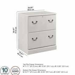 New Saratoga 2-Drawer Lateral File Cabinet, Linen White Oak (EX45754-03) File Cabinets