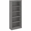 New Saratoga 72"H 5-Shelf Bookcase with Adjustable Shelves, Modern Gray Laminate (W1655C-03) Bookcases