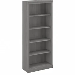 New Saratoga 72"H 5-Shelf Bookcase with Adjustable Shelves, Modern Gray Laminate (W1655C-03) Bookcases