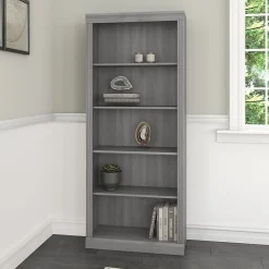 New Saratoga 72"H 5-Shelf Bookcase with Adjustable Shelves, Modern Gray Laminate (W1655C-03) Bookcases