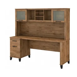 Sale Somerset 72" Computer Desk with Drawers and Hutch, (SET018FW) Computer Desks
