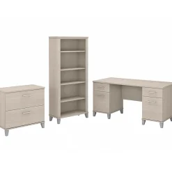 Discount Somerset 60" Computer Desk with Lateral File Cabinet and 5-Shelf Bookcase, (SET013SO) Computer Desks