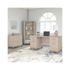 Discount Somerset 60" Computer Desk with Lateral File Cabinet and 5-Shelf Bookcase, (SET013SO) Computer Desks