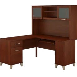 Outlet Somerset 60"W L Shaped Desk with Hutch, (SET002HC) Office Desks