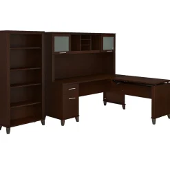 New Somerset 72"W 3 Position Sit to Stand L Shaped Desk with Hutch and Bookcase, (SET017MR) L-Desks