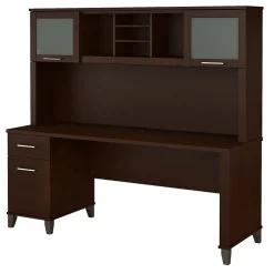 Discount Somerset 72"W Office Desk with Drawers and Hutch, (SET018MR) Computer Desks