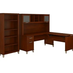 Hot Somerset 72"W 3 Position Sit to Stand L Shaped Desk with Hutch and Bookcase, (SET017HC) L-Desks