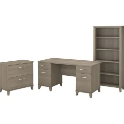 Clearance Somerset 60"W Office Desk with Lateral File Cabinet and 5 Shelf Bookcase, (SET013AG) Computer Desks