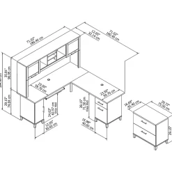 Discount Somerset 72W L Shaped Desk with Hutch and Lateral File Cabinet, (SET009AG) L-Desks