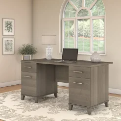 Somerset 60"W Office Desk with Drawers, (WC81628K) Computer Desks