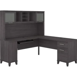 Discount Somerset 72"W L Shaped Desk with Hutch, (SET001SG) L-Desks