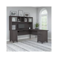 Discount Somerset 72"W L Shaped Desk with Hutch, (SET001SG) L-Desks