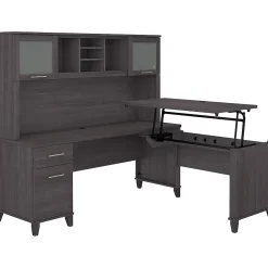 Best Somerset 72"W 3 Position Sit to Stand L Shaped Desk with Hutch, (SET015SG) L-Desks