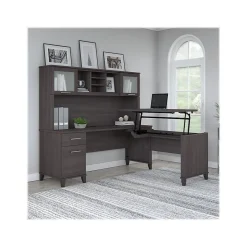Best Somerset 72"W 3 Position Sit to Stand L Shaped Desk with Hutch, (SET015SG) L-Desks