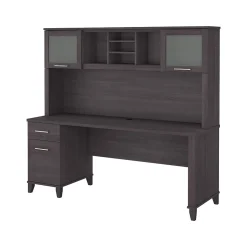 Outlet Somerset 72"W Office Desk with Drawers and Hutch, (SET018SG) Computer Desks