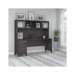 Outlet Somerset 72"W Office Desk with Drawers and Hutch, (SET018SG) Computer Desks