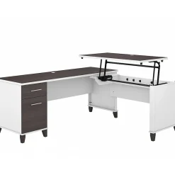 Clearance Somerset 72"W 3 Position Sit to Stand L Shaped Desk, (SET014SGWH) L-Desks