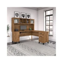 Sale Somerset 72"W L Shaped Desk with Hutch, (SET001FW) L-Desks