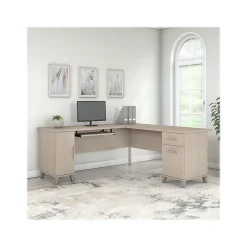 Clearance Somerset 72"W L Shaped Desk with Storage, (WC81110K) Computer Desks