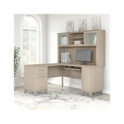 Hot Somerset 60"W L Shaped Desk with Hutch, (SET002SO) Computer Desks