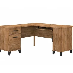 Somerset 60"W L Shaped Desk with Storage, (WC81330K) Computer Desks