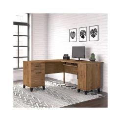 Somerset 60"W L Shaped Desk with Storage, (WC81330K) Computer Desks