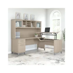 Somerset 72"W 3 Position Sit to Stand L Shaped Desk with Hutch, (SET015SO) L-Desks