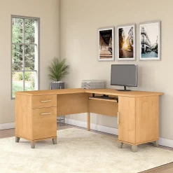 Somerset 60"W L Shaped Desk with Storage, (WC81430K) L-Desks