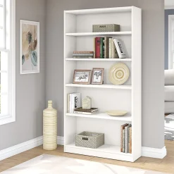 Universal 72"H 5-Shelf Bookcase with Adjustable Shelves, Pure White (WL12417) Bookcases