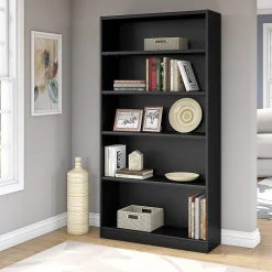 Outlet Universal 72"H 5-Shelf Bookcase with Adjustable Shelves, Black (WL12436) Bookcases