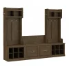 Sale Woodland Entryway Storage Set with Hall Trees and Shoe Bench with Doors, Ash Brown (WDL011ABR) Storage Cabinets