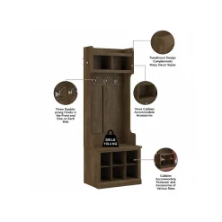 Sale Woodland Entryway Storage Set with Hall Trees and Shoe Bench with Doors, Ash Brown (WDL011ABR) Storage Cabinets