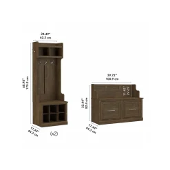 Sale Woodland Entryway Storage Set with Hall Trees and Shoe Bench with Doors, Ash Brown (WDL011ABR) Storage Cabinets