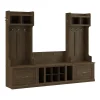 Online Woodland Entryway Storage Set with Hall Trees and Shoe Bench with Drawers, Ash Brown (WDL012ABR) Storage Cabinets