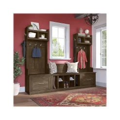 Online Woodland Entryway Storage Set with Hall Trees and Shoe Bench with Drawers, Ash Brown (WDL012ABR) Storage Cabinets