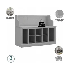 Outlet Woodland Entryway Storage Set with Hall Trees and Shoe Bench with Drawers, Cape Cod Gray (WDL012CG) Storage Cabinets