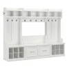 Hot Woodland Full Entryway Storage Set with Coat Rack and Shoe Bench with Doors, White Ash (WDL013WAS) Storage Cabinets