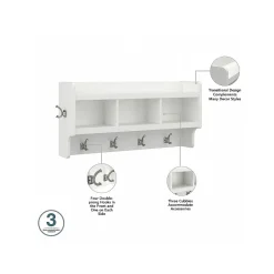 Hot Woodland Full Entryway Storage Set with Coat Rack and Shoe Bench with Doors, White Ash (WDL013WAS) Storage Cabinets