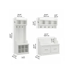 Hot Woodland Full Entryway Storage Set with Coat Rack and Shoe Bench with Doors, White Ash (WDL013WAS) Storage Cabinets